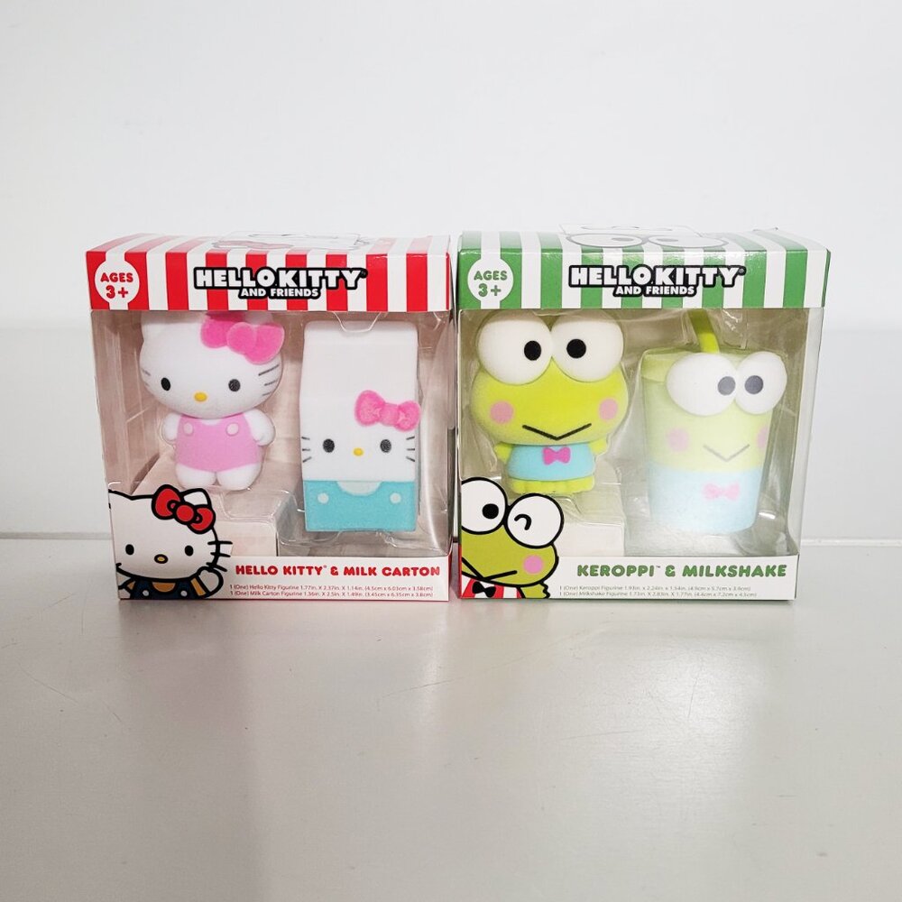 Sanrio Hello Kitty & Friends Hello Kitty and Keroppi Flocked Figures BNIB